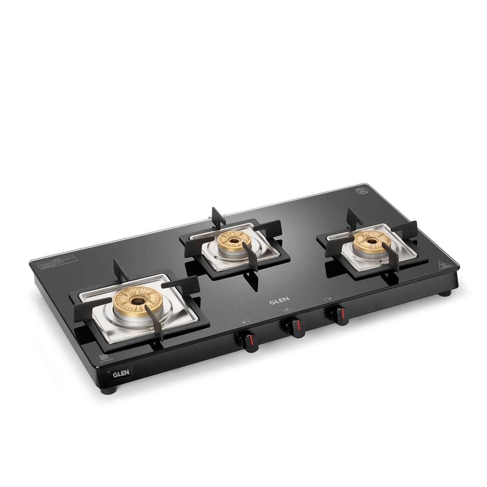 Glen 1038 SLIM SQ BL Forged BB 3 Burner Cooktop (CT1038SLSQBLFB)