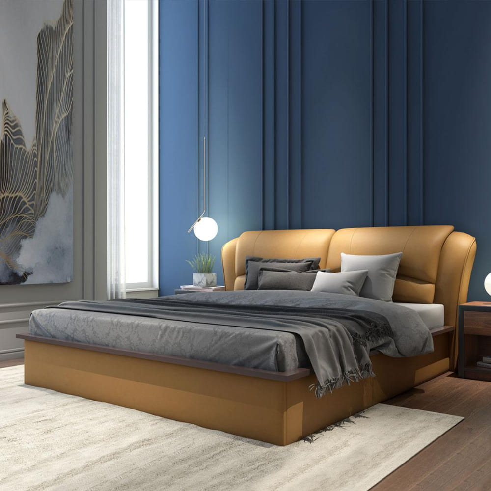 Winston Upholstered Quen Size Bed with Hydraulic Storage - Durian (WINSTON/QB)
