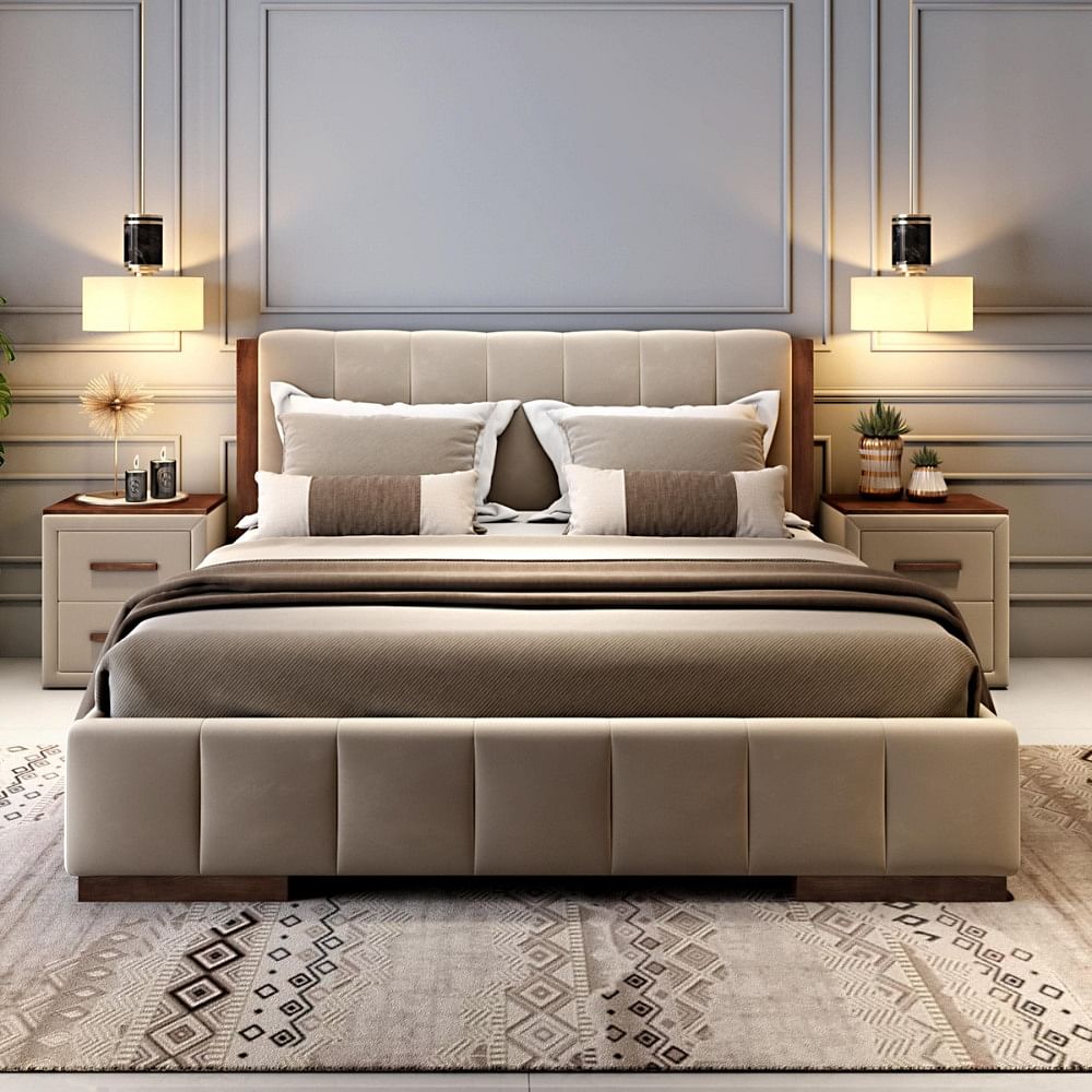 Jacklin Upholstered Queen Size Bed in Cream White - Durian (JACKLIN/QB)
