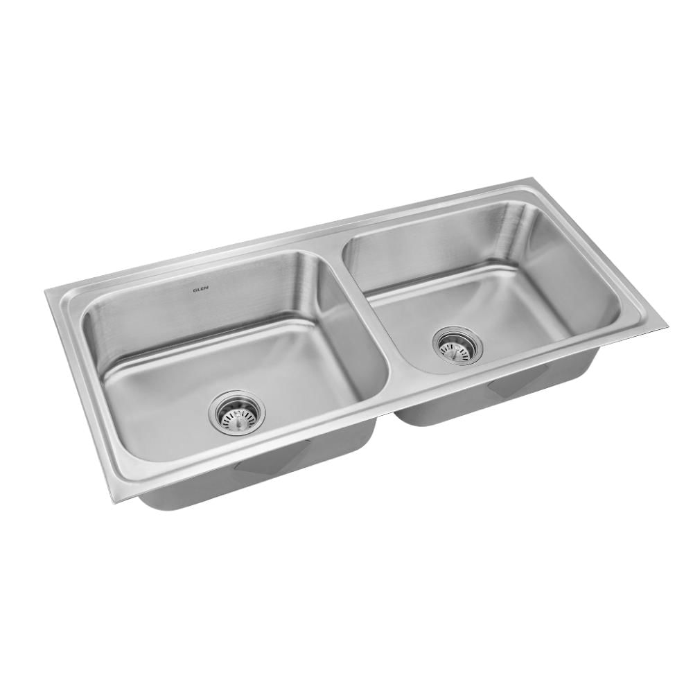 Glen Stainless Steel Grade 304 Double Bowl Topmount Sink, Glossy Finish (KS-SP45209DBG)