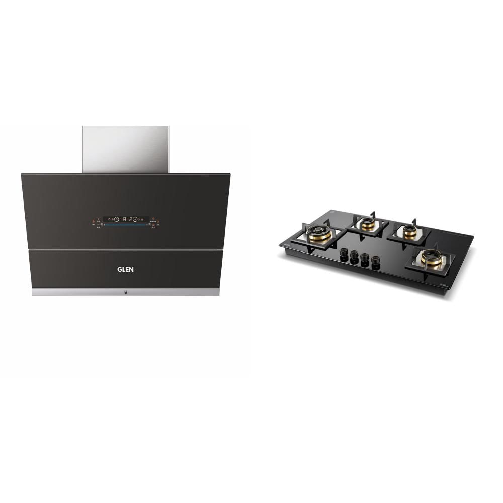 Glen Bundle 3 (Hob + Chimney): 4 Burner Built-In Hob (BH1094XLCIHTTDBTR) 90cm Wall Mount Chimney (CH-6074AC90)