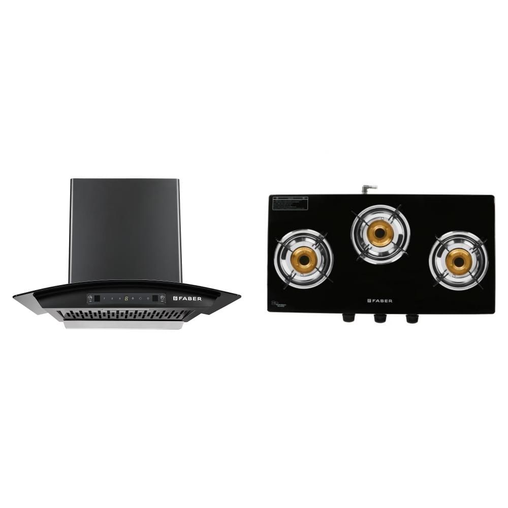 Faber Bundle 1 (Hob + Chimney): 3 Burner Cooktop (106.0629.732) 60cm Wall Mount Chimney (320.0690.894)