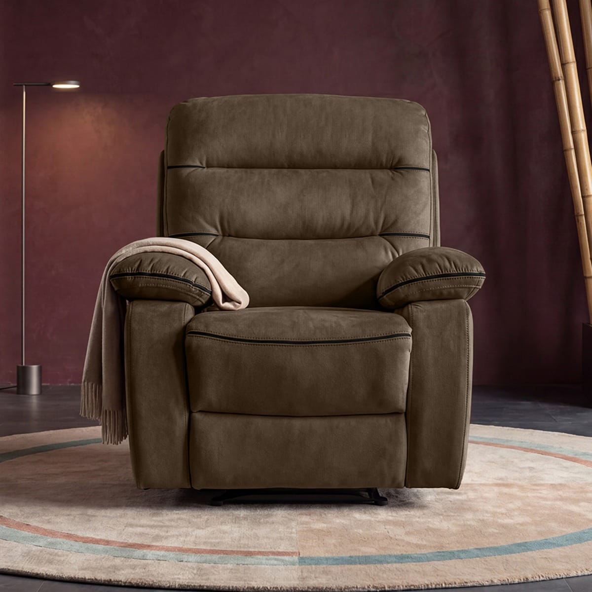 Duroflex Avalon Grande - 360° Swivel & Rocking Recliner Chair (Brown-GRANDRECRRRFABBR1S)
