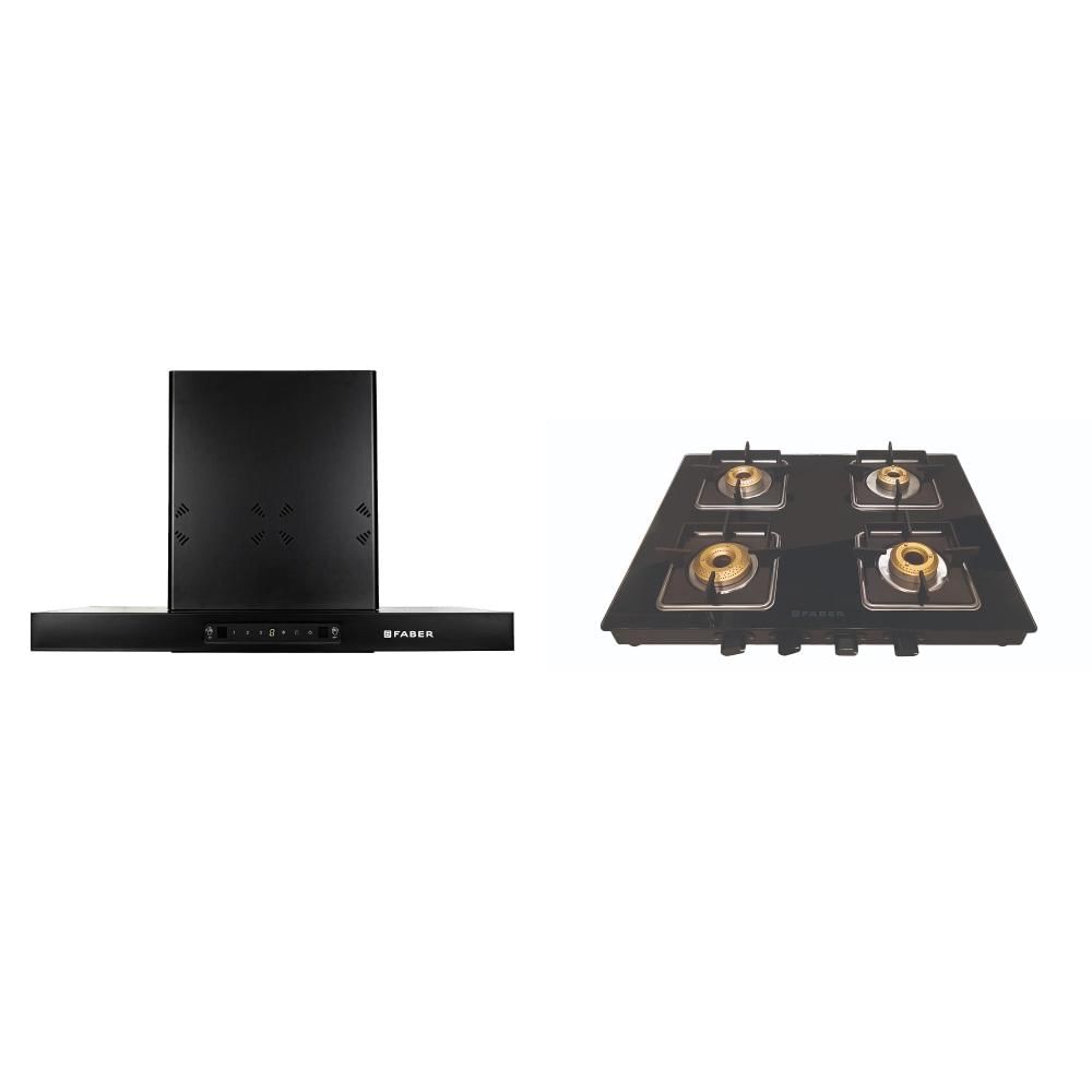 Faber Bundle 2 (Hob + Chimney): 4 Burner Cooktop (106.0629.732) 75cm Wall Mount Chimney
