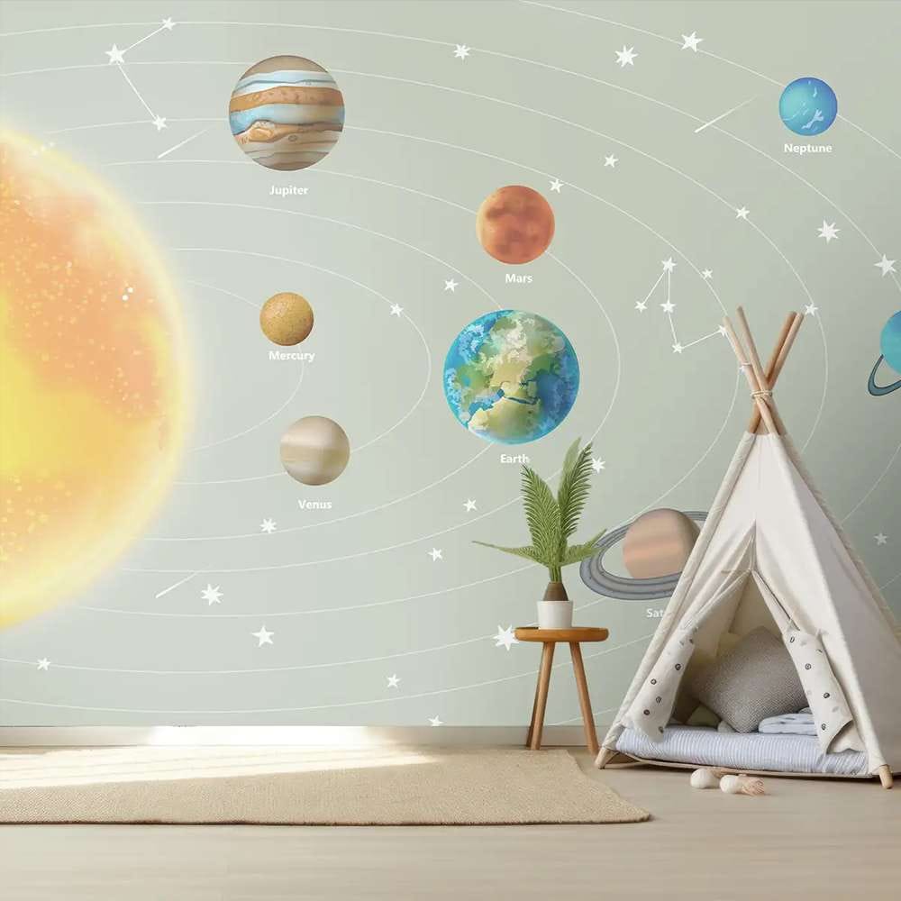 Life n Colors: Cute Solar System Kids Wallpaper (MOQ: 30 Sft)
