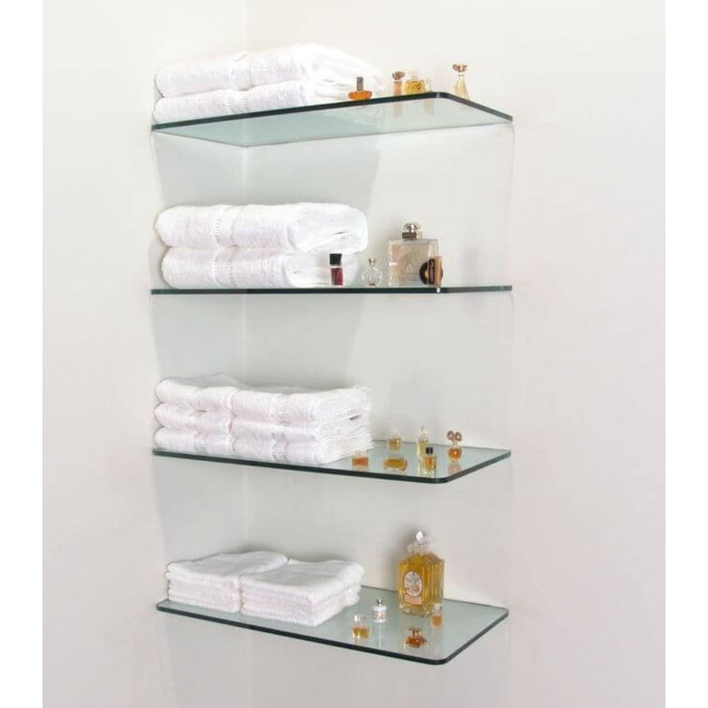 Glass Ledge: 200mm depth; 6mm thk.; Toughened
