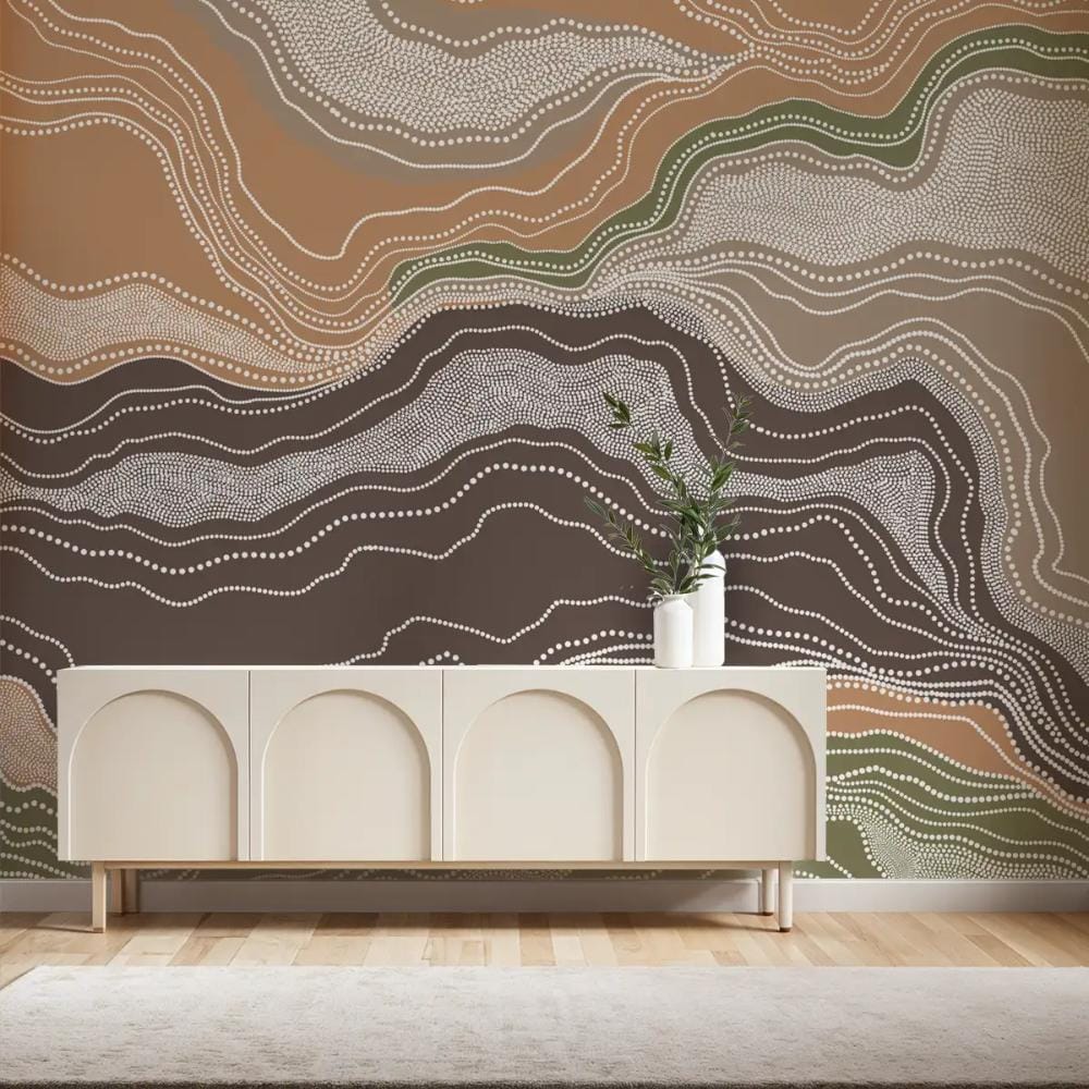 Life n Colors: Infinite Flow Abstract Wallpaper, Brown & Beige (Soft Feel Paper) (MOQ: 30 Sft)
