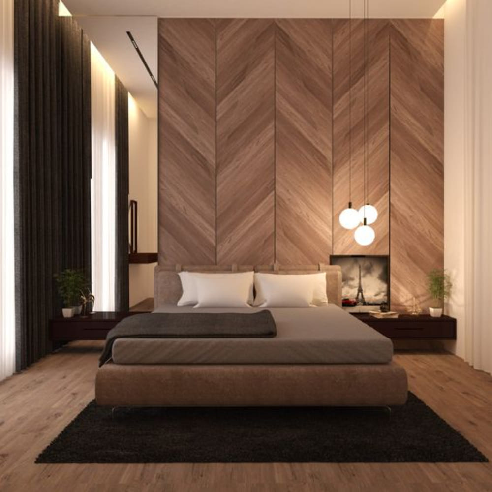 Veneer Panelling on Plywood with Melamine Polish; without framework (Branded)