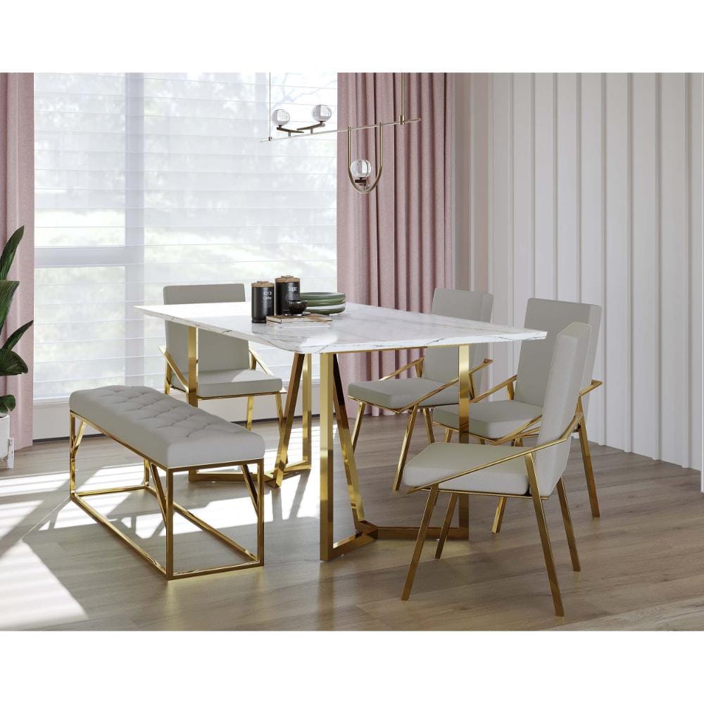 Alora Dining Table with White Engineered Marble Top