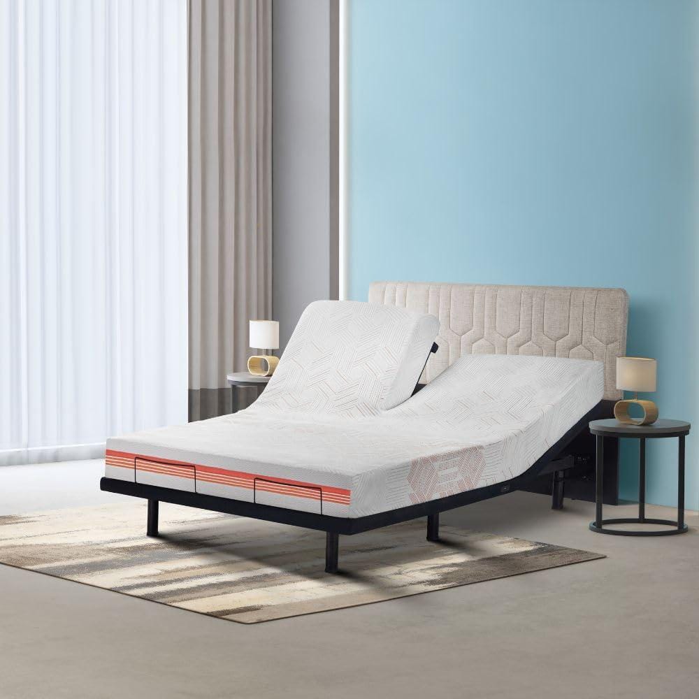 Duroflex Wave Twin Adjustable Bed with Individual Headside Control | Set of bed, Mattress, and 2 Bedsheet