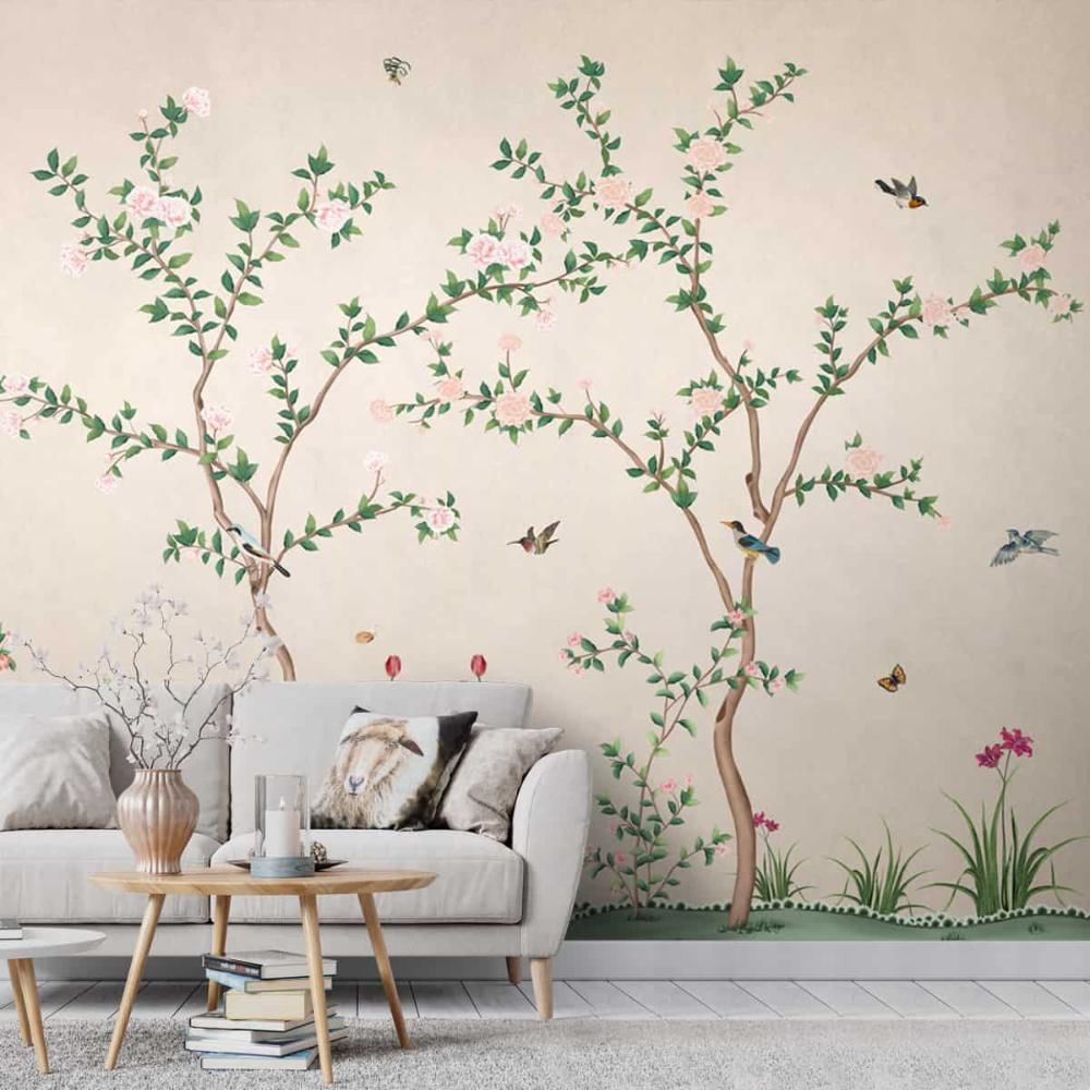 Life n Colors:Chinoiserie Pattern Wallpaper, Birds and Branches