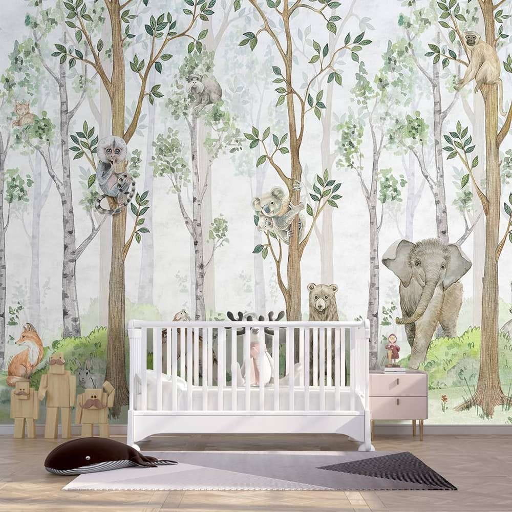Life n Colors: Jungle Tales Nursery Room Wallpaper (Soft Feel Paper) (MOQ: 30 Sft)