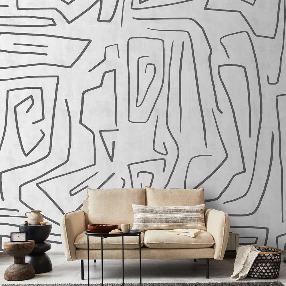 Life n Colors: Abstract Black & White Textured Wallpaper (Soft feel Paper)