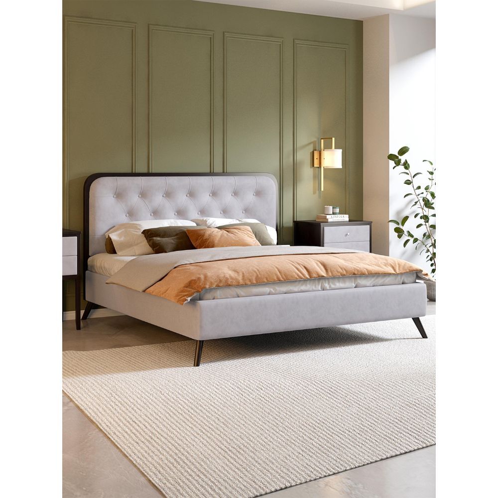 Agatha Beige Fabric Bed by Durian