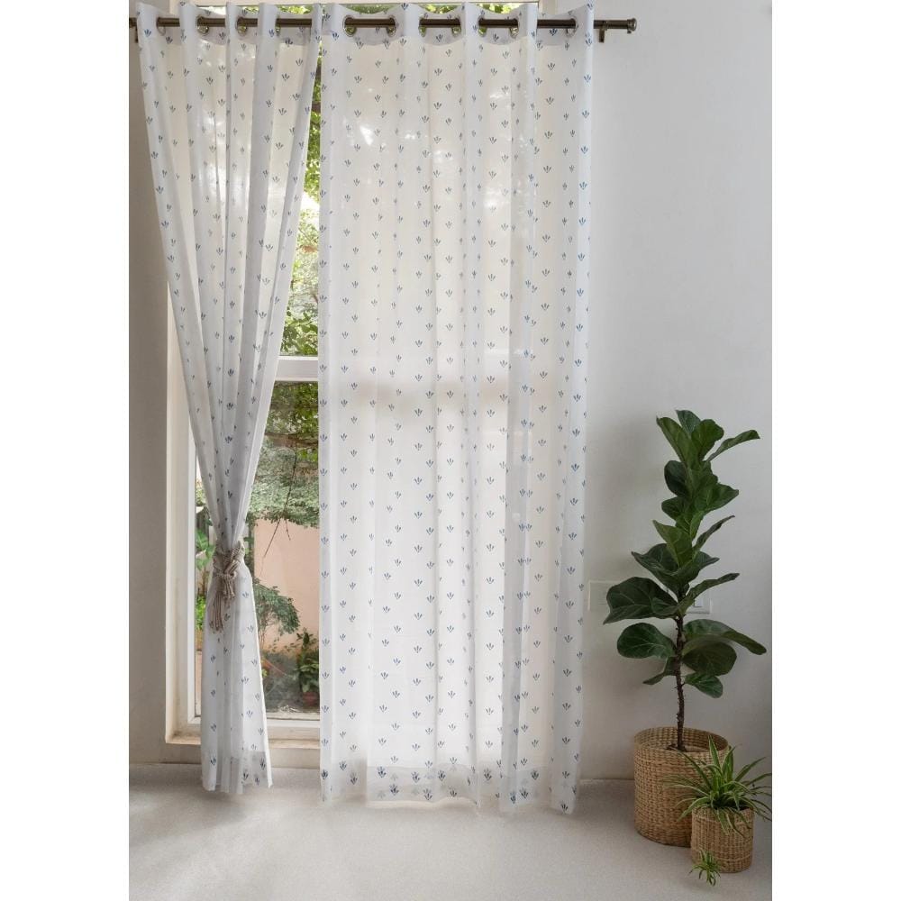 TYD Readymade Eyelet Curtain: Aniseed Indigo sheer