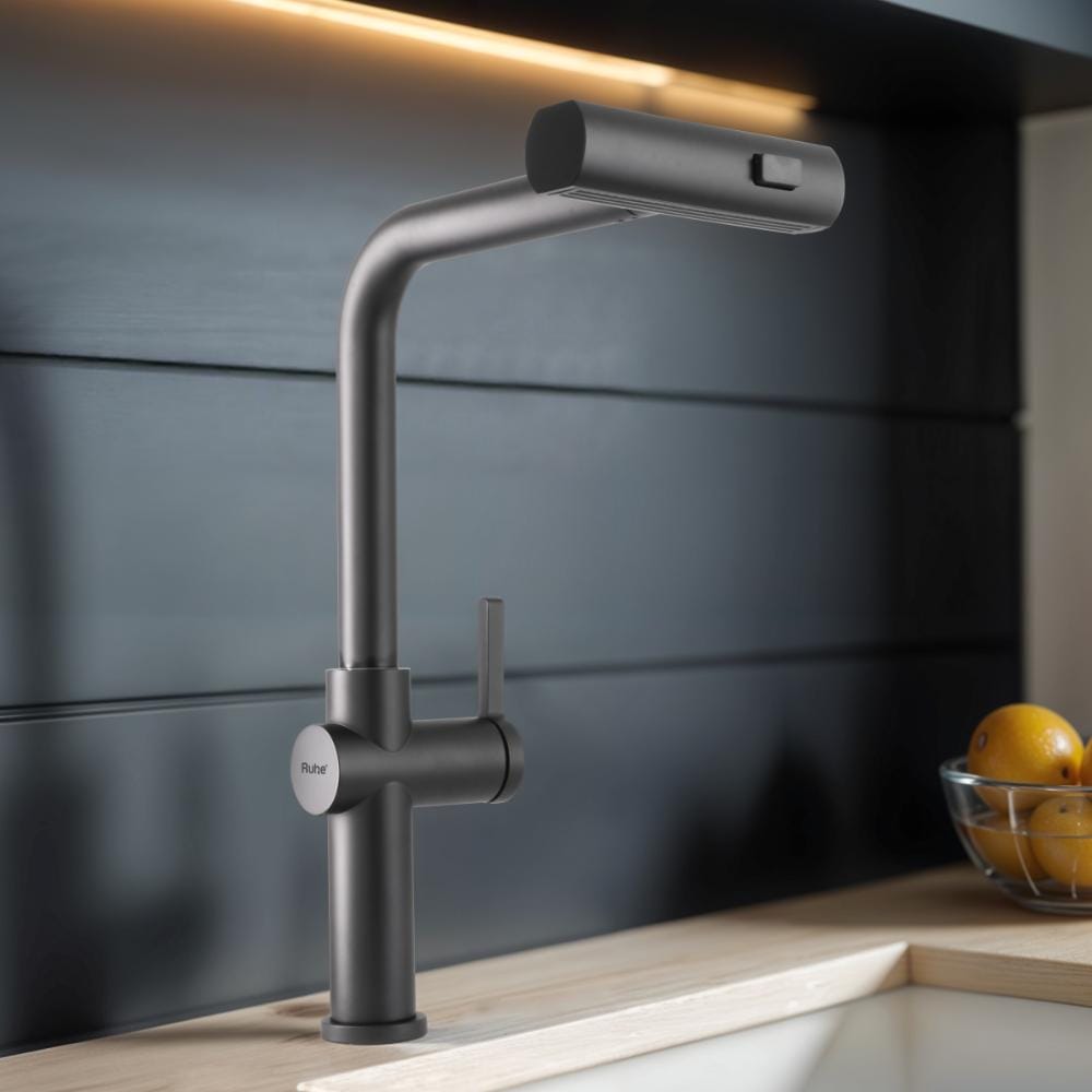 Ruhe Ruhe Arrow Triple Flow Pull-Out Kitchen Mixer Faucet (Matte Black) (11-1733-02-MB)