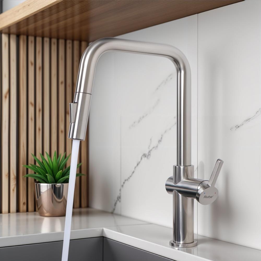 Ruhe Ruhe Opulo Dual Flow Pull-Out Kitchen Mixer Faucet (Brushed Nickel) (11-1732-03-SS)