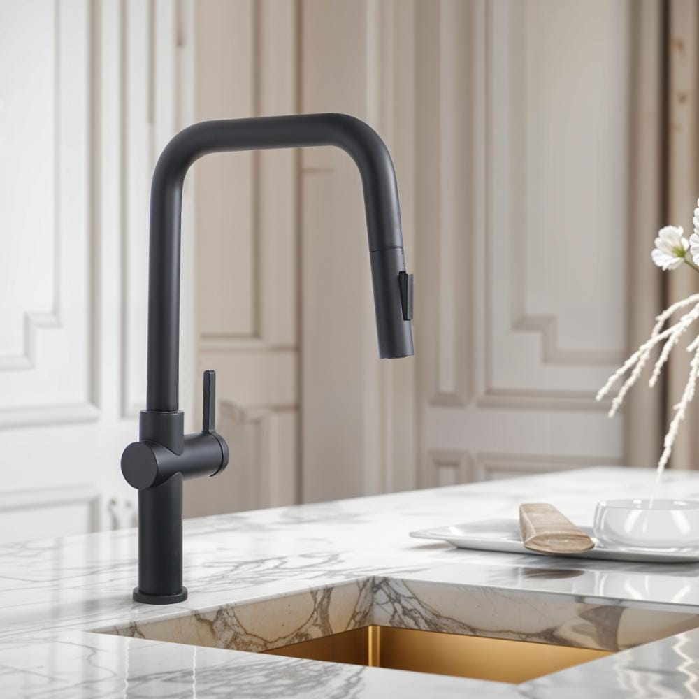 Ruhe Ruhe Opulo Dual Flow Pull-Out Kitchen Mixer Faucet (Matt Black) (11-1732-03-MB)