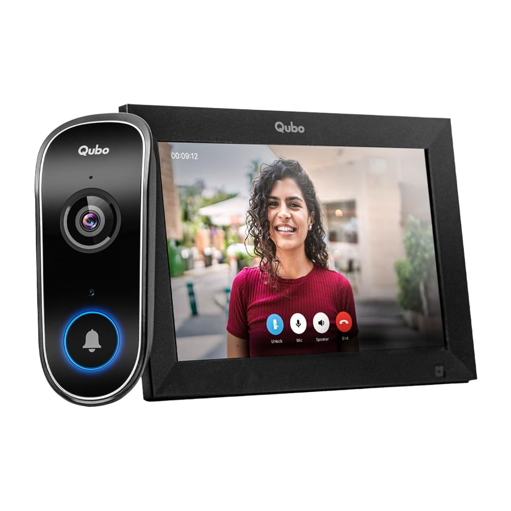 Qubo Instaview New Age Doorphone from Hero Group | Video Doorbell Pro 2K + Home Tab | Instant Phone & Tab Visitor Video Call | 3MP 1296P Resolution | 2Way Talk | Alexa & OK Google | Chime |2 Years Brand Warranty