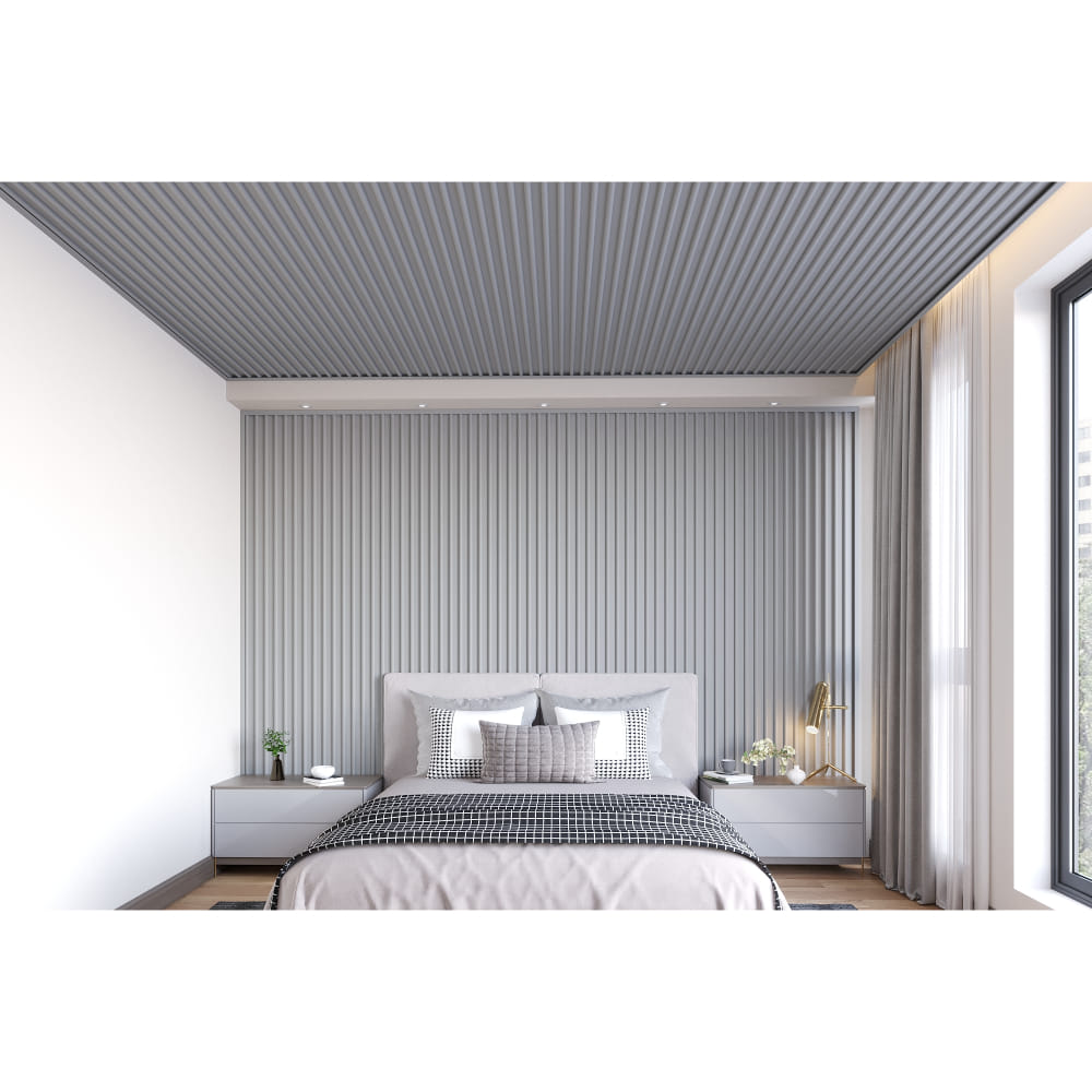 PVC Panel - Arch Design : Cloud Grey (10 Ft. Length) For Ceiling & Wall : Easy+Arch - Pastel Collection
