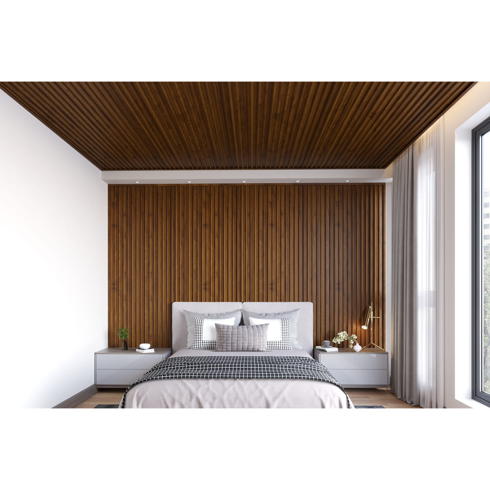 PVC Panel - Arch Design : Oak Wood Ocre (10 Ft. Length) For Ceiling & Wall : Easy+Arch - Wooden Collection