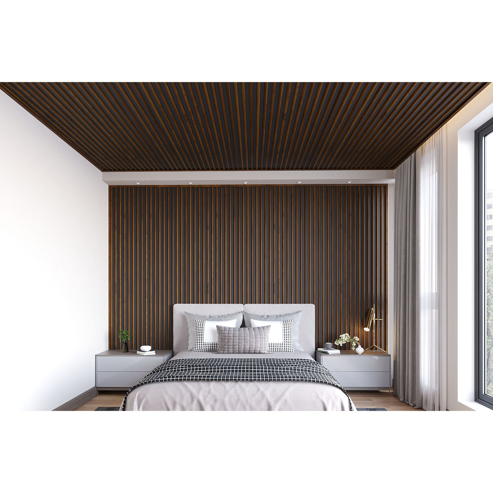 PVC Panel - Arch Design : Oak Wood Ocre DB (10 Ft. Length) For Ceiling & Wall : Easy+Arch - Wooden Dul Tone Collection 