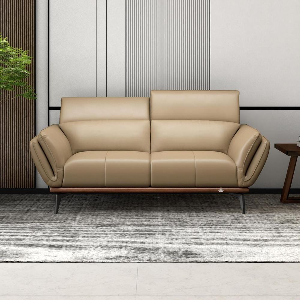 Campbell Beige Leather Sofa by Durian