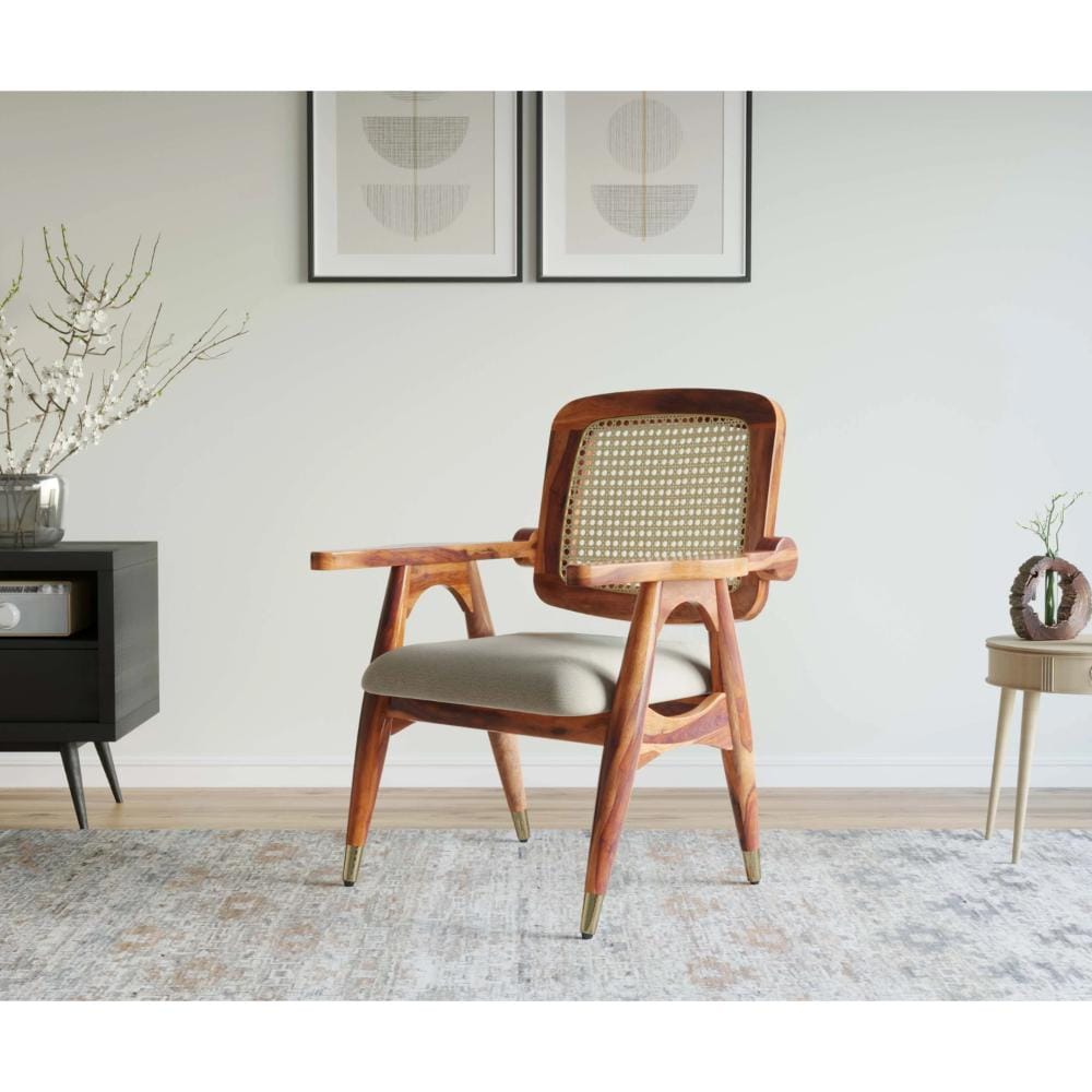Serra Arm Chair – Cane & Sheesham in Teak