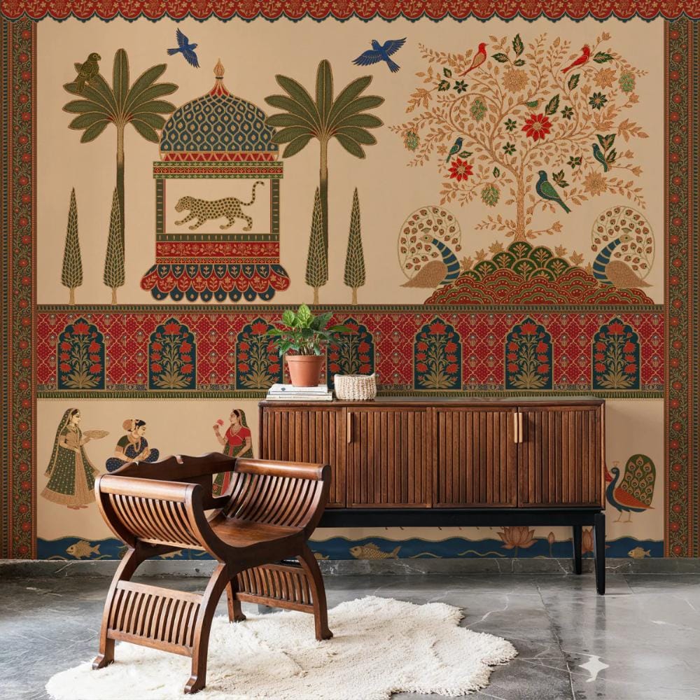 Life n Colors: Colors of India Customised Wallpaper, Beige (Canvas Paper) (MOQ: 30 Sft)