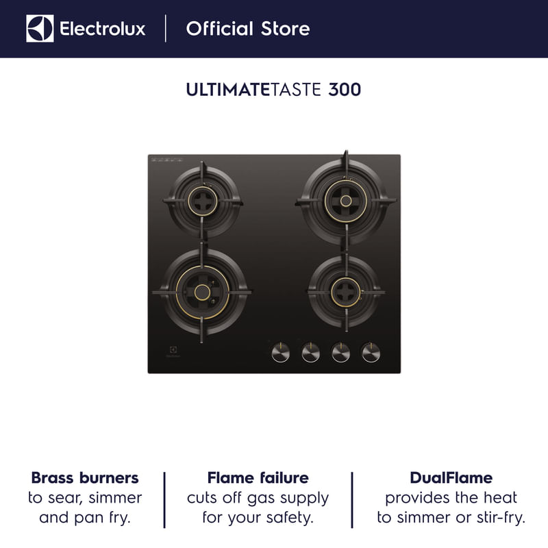 Electrolux 60cm UltimateTaste 300 built-in gas hob with 4 cooking zones (EHG6430BC)