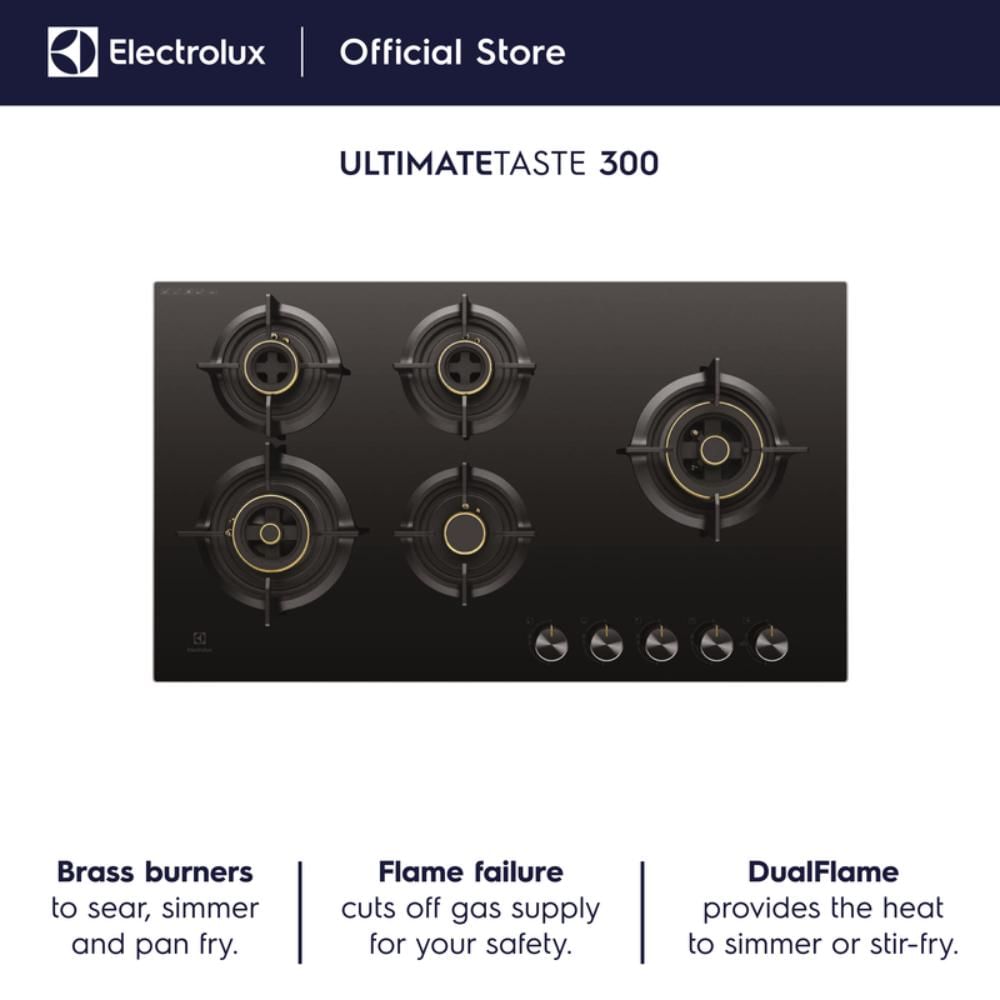Electrolux 90cm UltimateTaste 300 built-in gas hob with 5 cooking zones (EHG9530BC)