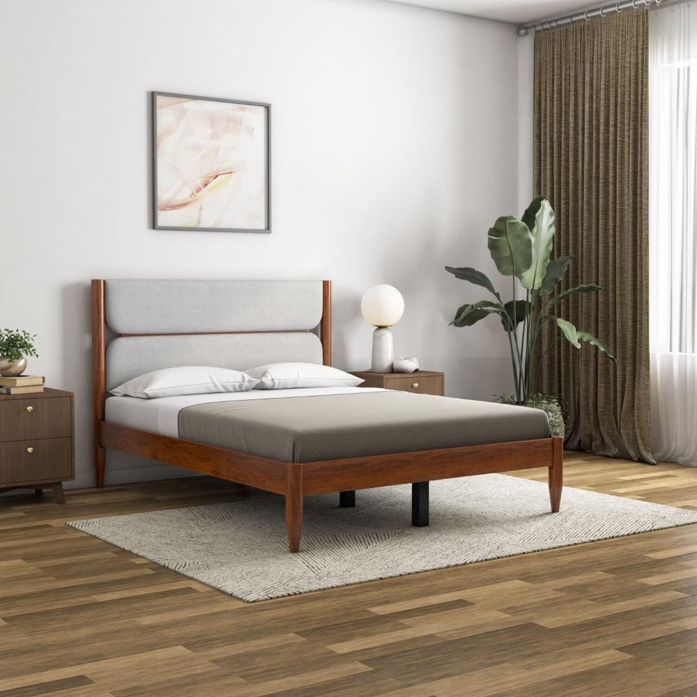 Emica Bed Without Storage (Antique Cherry & Grey) by Nilkamal Homes
