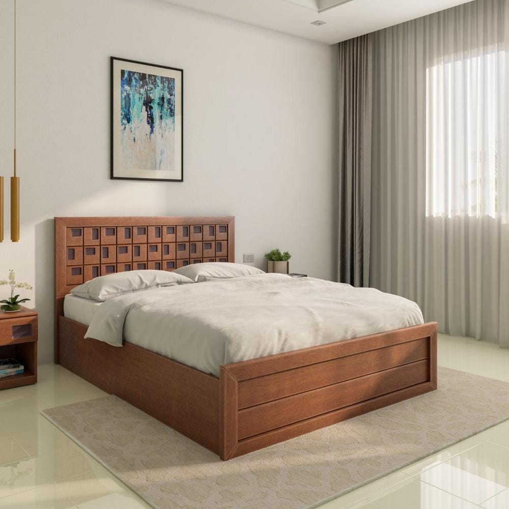 Hedron Bed With Box Storage (Antique Cherry) by Nilkamal Homes