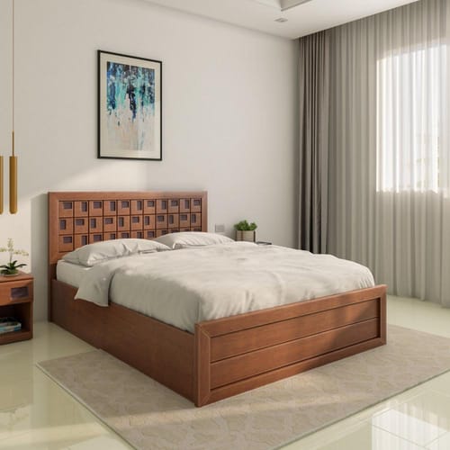 Hedron Bed With Box Storage (Antique Cherry) by Nilkamal Homes