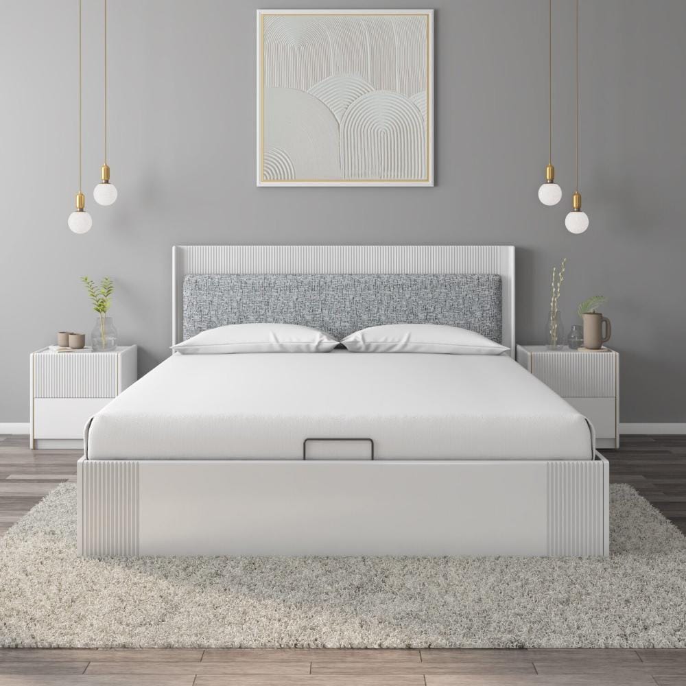 Nix Wooden Bed with Hydraulic Storage (Beige) by Nilkamal Homes