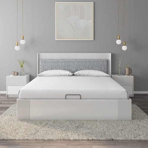 Nix Wooden Bed with Hydraulic Storage (Beige) by Nilkamal Homes