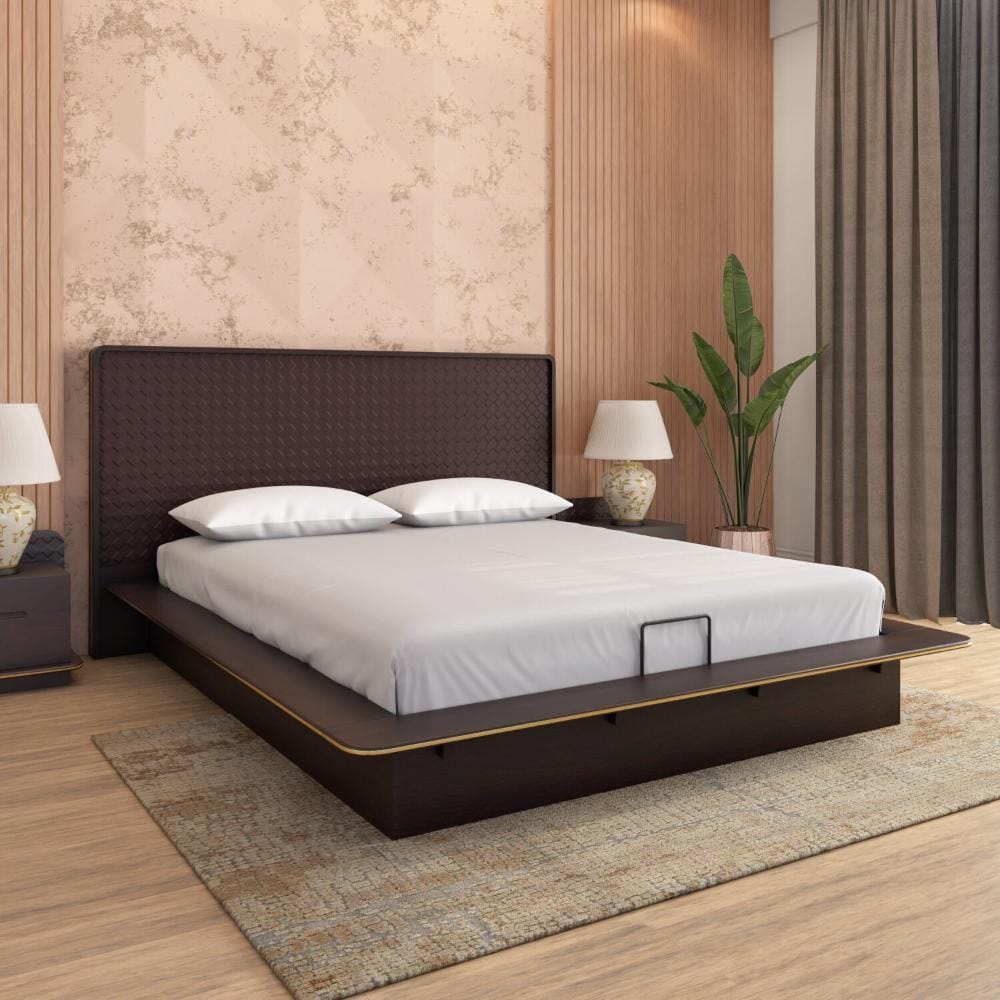 Triton Bed with Hydraulic Storage (Cocoa Brown) by Nilkamal Homes