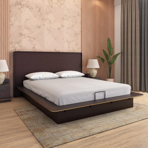 Triton Bed with Hydraulic Storage (Cocoa Brown) by Nilkamal Homes