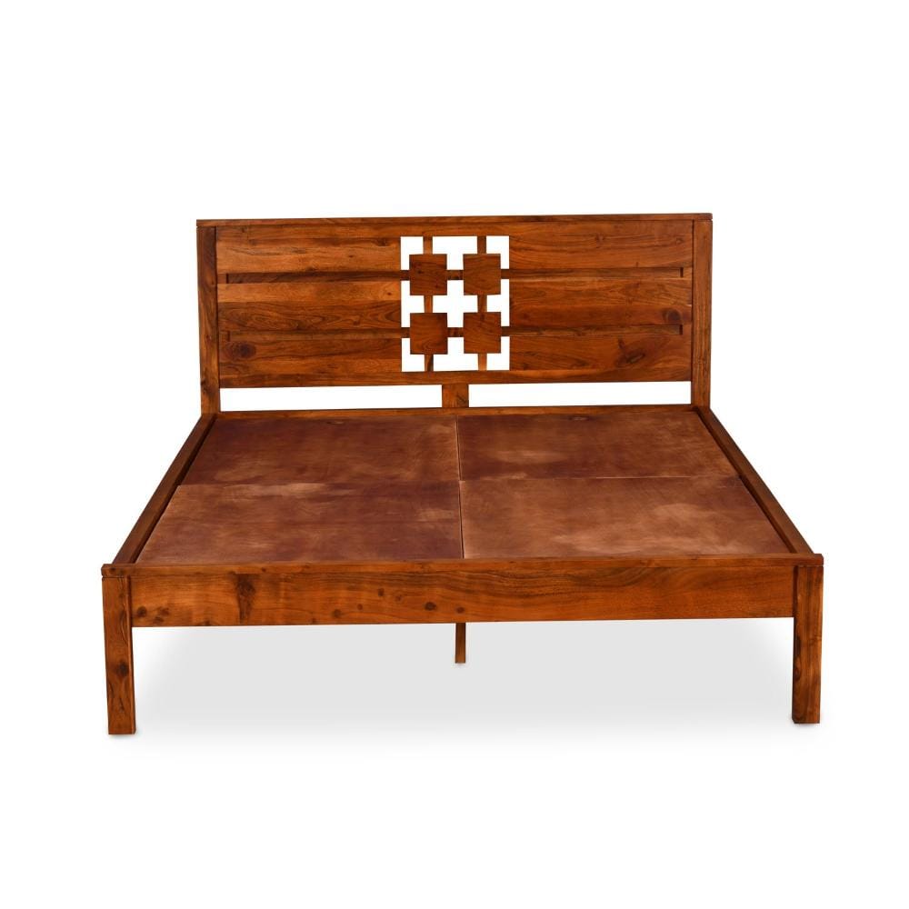 Konnect Solid Wood Bed without Storage (Honey Walnut) by Nilkamal Homes