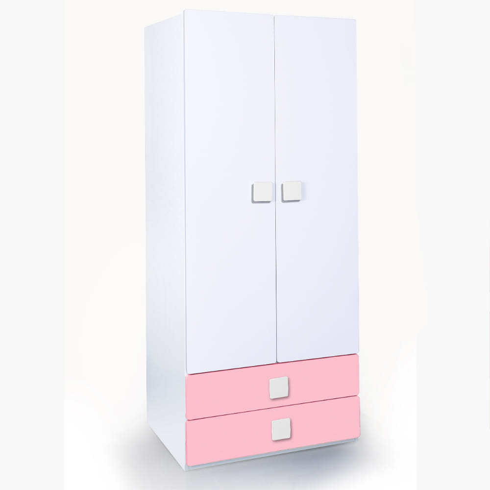 Alex Daisy Two Door & Two Drawer Wardrobe - Pink (Pink & White) by Alex Daisy