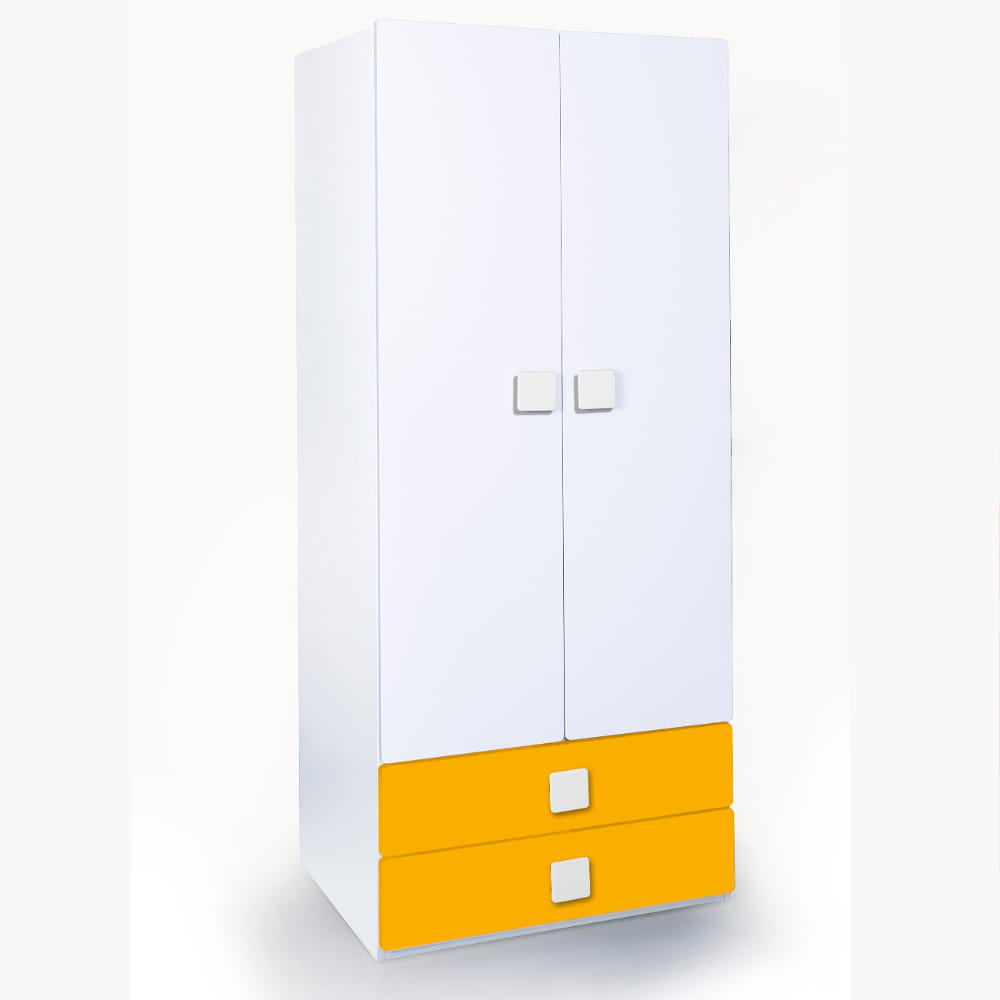 Alex Daisy Two Door & Two Drawer Wardrobe - Yellow/Green (White & Yellow) by Alex Daisy