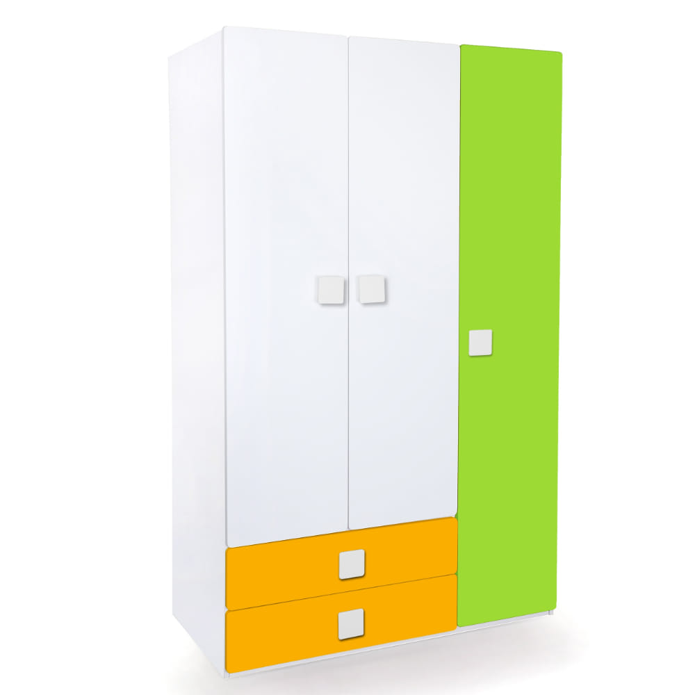 Alex Daisy Three Door & Two Drawer Wardrobe - Yellow/Green (White & Yellow & Green) by Alex Daisy