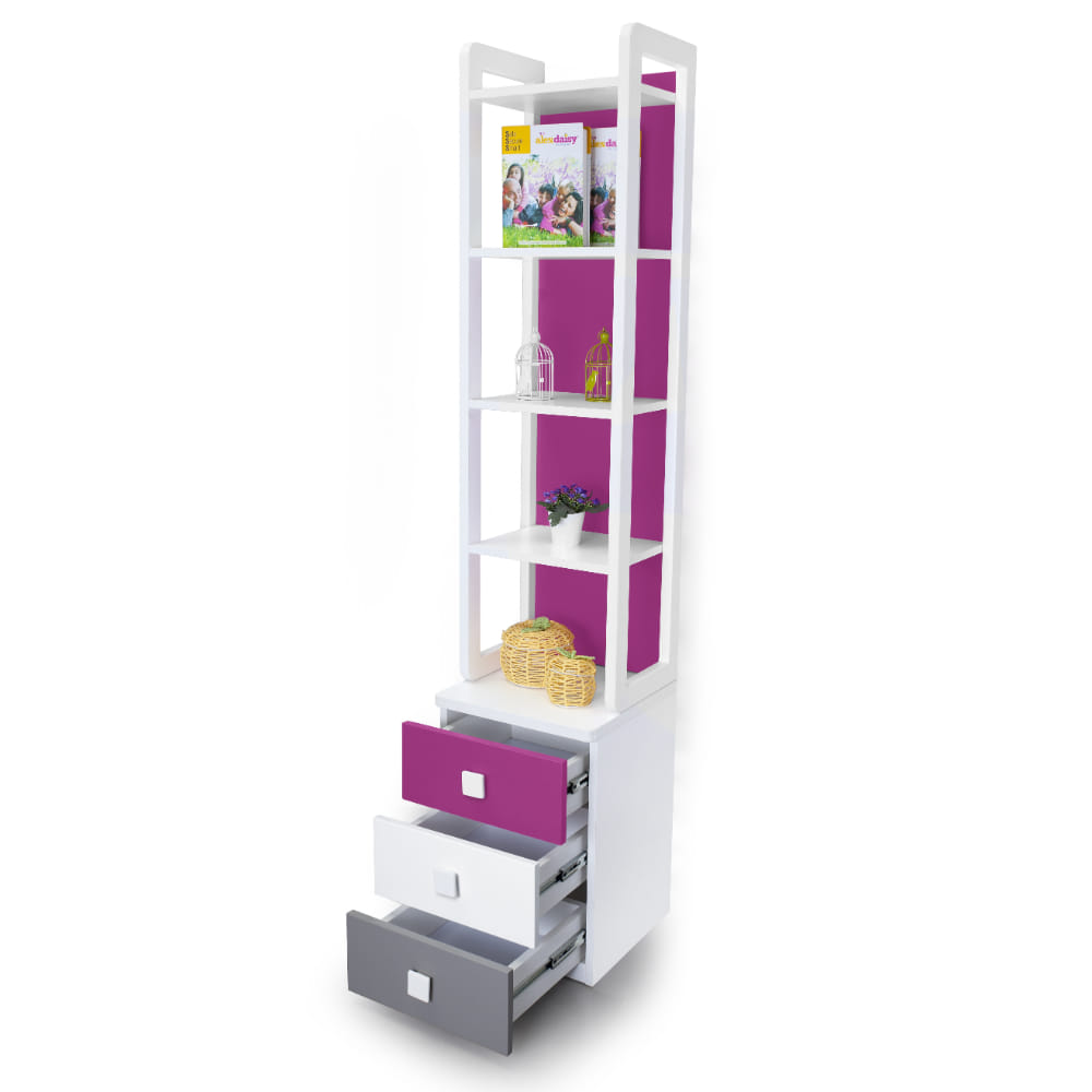 Alex Daisy Bookcase - Young America (Majenta & Grey & White) by Alex Daisy