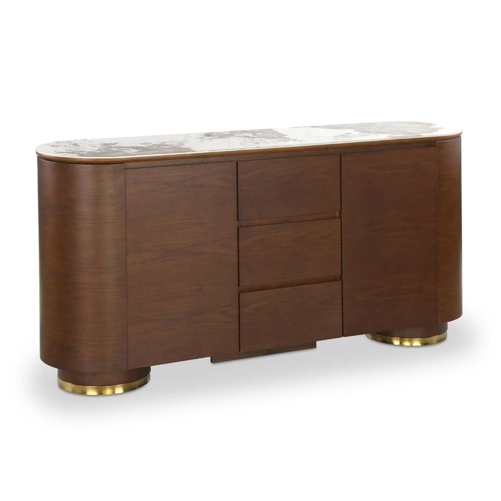 Nilkamal Homes Empera Sintered Top Buffet Sideboard Cabinet (Walnut & Beige-IEMPRBFSNTBEI/WNT)