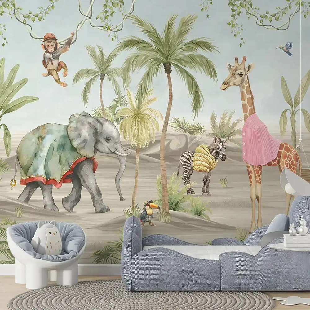 Life n Colors: Jungle Bubble Kids Room Wallpaper (Soft Feel Paper) (MOQ: 30 Sft)