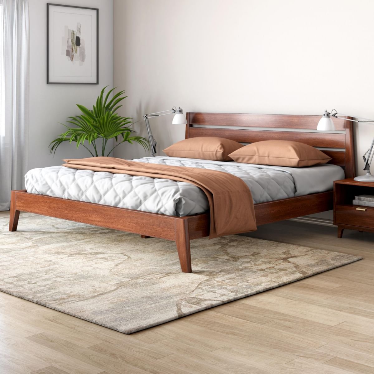 Leed Brown Solid Wood Bed by Durian