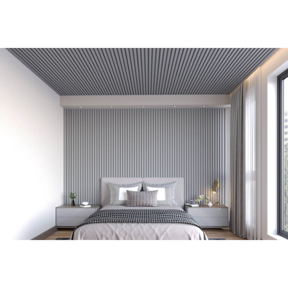PVC Panel - Box Design : Cloud Grey (10 Ft. Length) For Ceiling & Wall : Easy+Linea - Pastel Collection