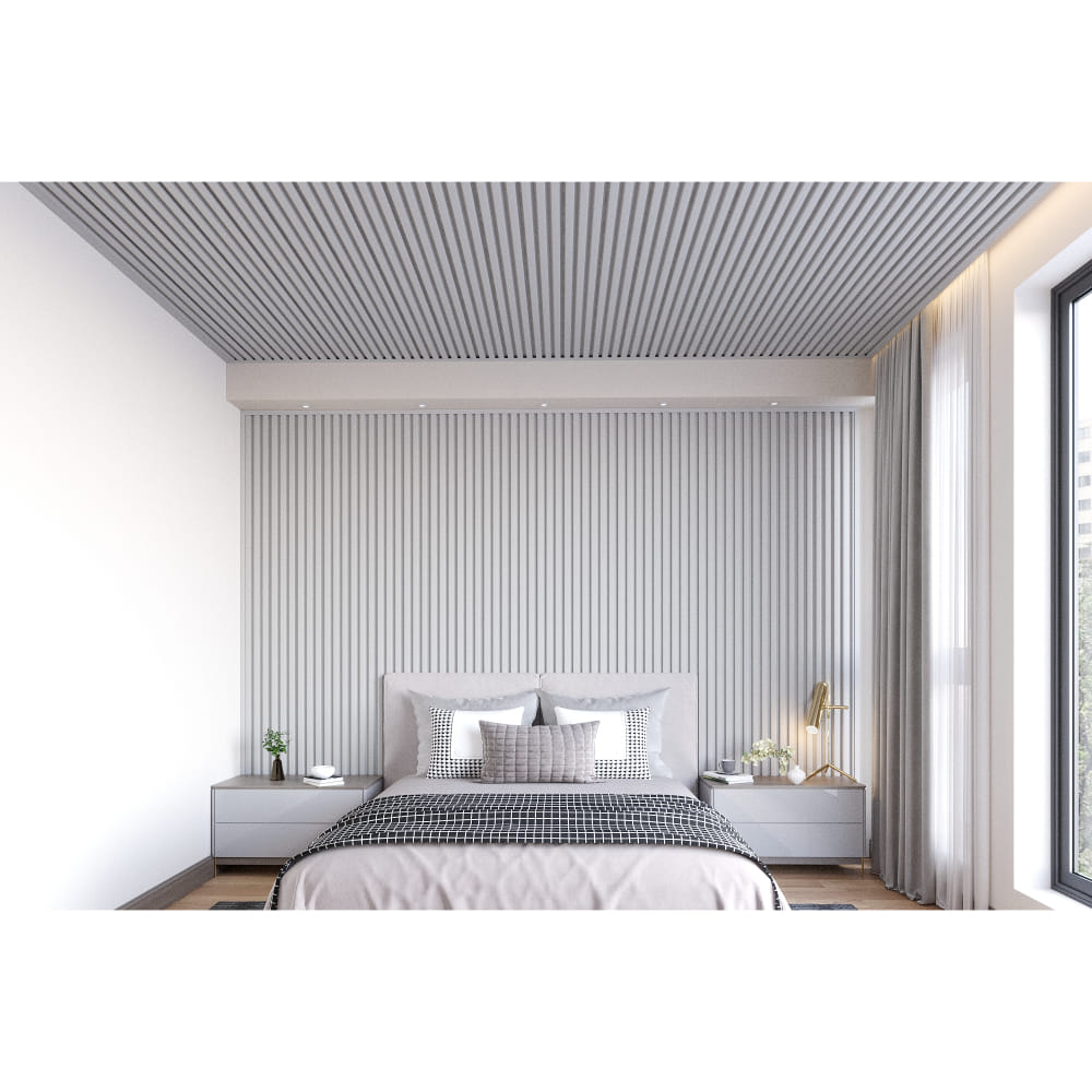 PVC Panel - Box Design : Light Grey (10 Ft. Length) For Ceiling & Wall : Easy+Linea - Pastel Collection