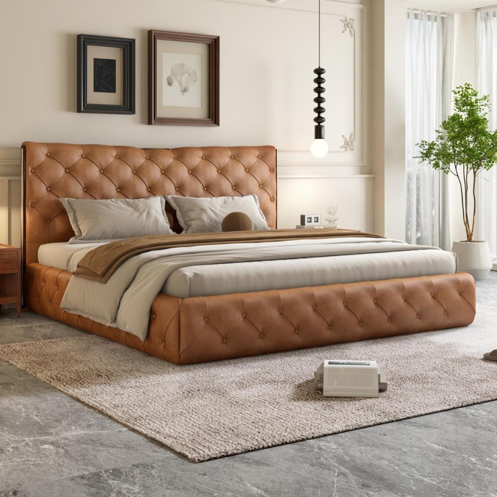 Oakley Tan Leather Bed by Durian