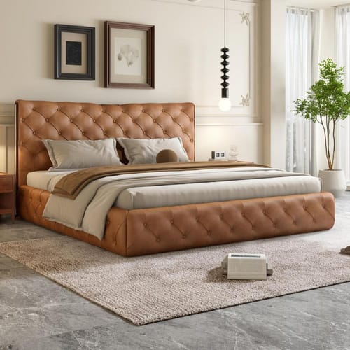 Oakley Tan Leather Bed by Durian